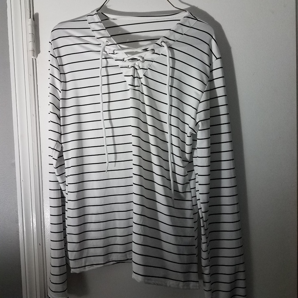 Black and white striped top